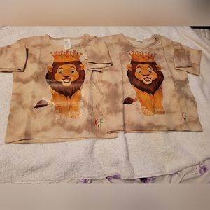 2 set brown long sleeve king lion longe sleeve shirt